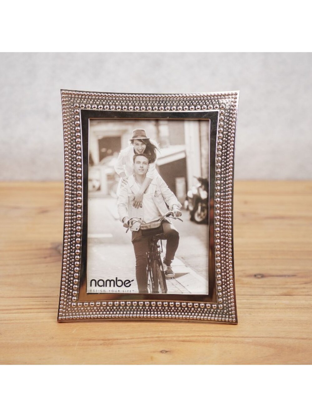 Nambé Beaded Photo Frame 4x6 Silver Plate & Glass Tabletop Display Home Decor